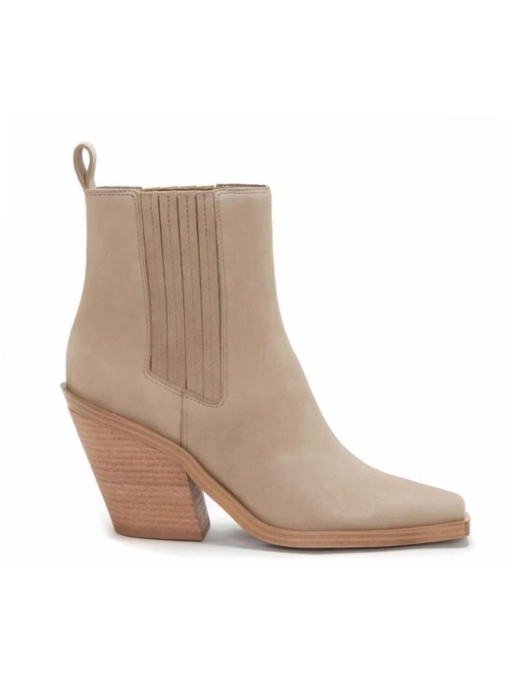 New Vince Camuto Ackella Taupe Suede Heeled Booties Size 6